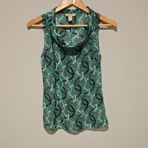 Banana Republic Teal and Navy Geometric Blouse